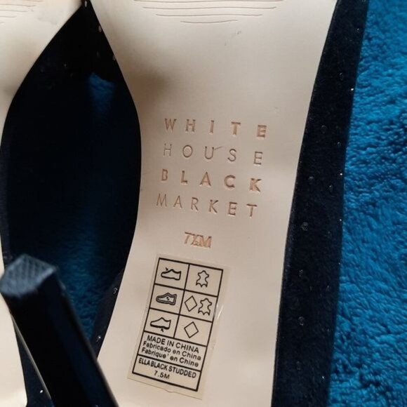 White House Black Market Black Ella Studded High Heel Open Pumps Size 7.5 - Picture 9 of 11